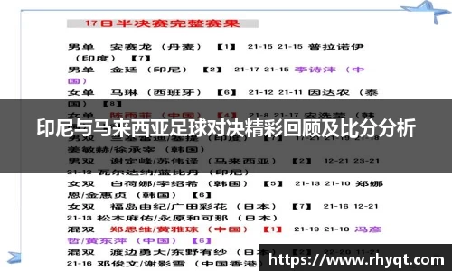 印尼与马来西亚足球对决精彩回顾及比分分析
